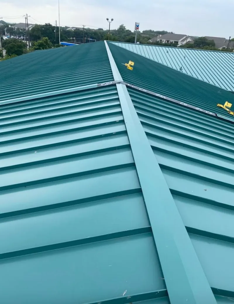Green commercial metal roof ridge and valley for Metal Roof Repair in San Luis Obispo